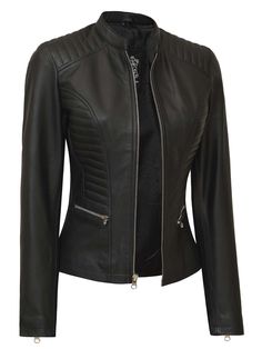 Blacl Lambskin Leather Jacket Women It's time to make a great impression among your social circle with our Women’s Black Leather Jacket. Black Leather jacket is a craft with high-quality real leather. Its internal viscose lining, zipper pockets, and decorative seam increase elegance in your look. Specification: Material: Real Lambskin Leather, soft polyester lining Front: Zip Fastener, Upright Collar, Decorative Seam Pockets: Two External Zipper Pocket, Two Internal Color: Black Asymmetrical Leather Jacket, Racer Leather Jacket, Cafe Racer Leather Jacket, Motorcycle Jacket Women, Leather Jacket Women, Womens Black Leather Jacket, Cafe Racer Jacket, Black Leather Moto Jacket, Black Leather Biker Jacket