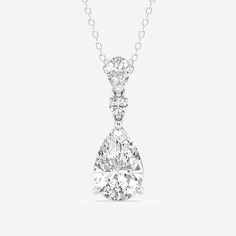 Badgley Mischka Near-Colorless 4 ctw Pear Lab Grown Diamond Hinged Fashion Pendant with Adjustable Chain 18K White Gold, GH, VS2 Luxury Timeless Solitaire Teardrop Necklace, Pear Shape Necklace, Fashion Pendant, Effortless Elegance, Pear Shaped Diamond, Exquisite Jewelry, Moissanite Diamonds, Badgley Mischka, Three Stone