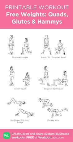 the printable workout guide for beginners to learn how to do squats and hammy