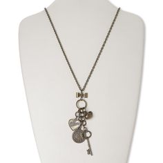 Versatile and artistic necklace brings eye-catching flair to your wardrobe or fashion displays. This antique brass-finished necklace features heart and key charms. Jewelers Making, Artistic Necklace, Business Art, Fashion Displays, Key Charms, Heart And Key, Nice Things, Everyday Jewelry, Cute Jewelry