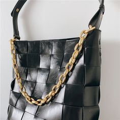 Free U.S. shipping. Style: Commuting , color:Black, suite for season：Spring, Summer, Autumn, Winter ，Anniversary, Date, Going out, Hanging out, Material Genuine Leather, Black Leather Woven Bucket Bags Gold Chain Modern Black Shoulder Bag With Chain, Black Leather Bag With Gold Chain, Black Shoulder Bag With Gold Chain For Party, Black Chain Link Shoulder Bag For Formal Occasions, Formal Black Chain Link Shoulder Bag, Elegant Black Chain Link Shoulder Bag, Black Suite, Winter Anniversary, Bucket Bags