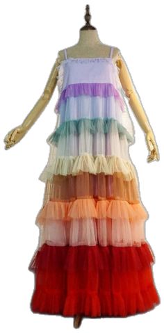 Summer Tutu Dress Made Of Tulle, Multicolor Dresses With Ruffled Straps For Vacation, Summer Party Maxi Dress With Ruffled Straps, Multicolor Vacation Dresses With Ruffled Straps, Sleeveless Tulle Tutu Dress For Summer, Ruffled Sleeveless Fairy Dress For Summer, Sleeveless Ruffled Fairy Dress For Summer, Multicolor Ruffled Maxi Dress For The Beach, Multicolor Ruffled Maxi Dress For Beach