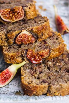 slices of bread with figs on top