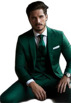 Green Tuxedo Suit For Wedding, Green Tuxedo With Suit Collar For Wedding, Elegant Green Sets With Suit Collar, Green Fitted Three-piece Suit For Groom, Fitted Green Three-piece Suit For Groom, Fitted Green Three-piece Suit For Grooms, Green Tuxedo Style Three-piece Suit For Wedding, Green Tuxedo Party Set, Fitted Green Tuxedo For Wedding