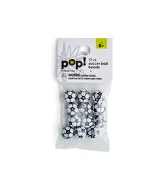 two black and white balls in a bag on a white background with the words pop