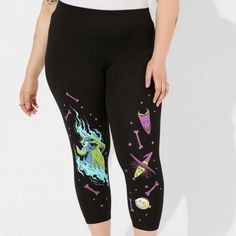 New With Tags Sold Out At Torrid Torrid Nightmare Before Christmas Black Slashed, Oggie Boogie Legging Disney - 2" Thick Stretchy Waistband. - Crop Length, 24" Inseam. - Mid Waist. - Skinny Silhouette / Tapered Leg - Cotton-Blend Knit Fabric - 95% Cotton, 5% Spandex. - The Nightmare Before Christmas Graphic. - Wash Cold; Line Dry. New To Poshmark? ** Use Offer Code "Curvyfashion4u" For $10 Off Your First Purchase. (Details From Torrid) 40580070/Do Black Bottoms For Halloween Costume, Fitted Black Bottoms For Christmas, Stretch Black Bottoms For Christmas, Thick Leggings, Skull Leggings, Black Faux Leather Leggings, Black Herringbone, Pixie Pants, Christmas Graphic