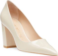 Stuart Weitzman Stuart 85 Block Heel Pump (Women) | Nordstromrack Classic Block Heels With 4-inch Heel And Almond Toe, Classic Block Heels With 4-inch Heel And Pointed Toe, Pointed Toe Block Heels With 4-inch Heel, Fitted 4-inch Block Heels For Work, Classic Patent Leather Block Heels, Fitted Almond Toe Block Heels With 4-inch Heel, Classic Pointed Toe Block Heels For Work, Classic Patent Leather Court Shoes With Block Heel, Classic Pointed Toe Medium Width Block Heels