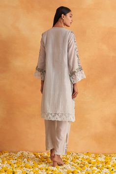 Buy Blue Kurta And Pant Chanderi Embroidered Thread Floral Jaal Set For Women by Akriti by Ritika Online at Aza Fashions. Unstitched Lace Work Kurta For Eid, Chanderi Pant Set With Chikankari Embroidery And Straight Kurta, Spring Chanderi Pant Set With Chikankari Embroidery, Eid Chanderi Pant Set With Floral Embroidery, Floral Embroidered Chanderi Pant Set For Eid, Chanderi Pant Set With Floral Embroidery, Elegant Chanderi Pant Set With Chikankari Embroidery, Eid Pant Set With Embroidered Border And Straight Kurta, Cotton Silk Pant Set With Resham Embroidery For Eid