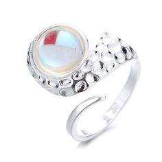 Colorful Pastel Alien Rings - Juneptune Trendy White Crystal Open Ring, Adjustable Silver Magical Style Rings, Adjustable Silver Mystical Crystal Ring, Magical Adjustable Silver Crystal Ring, Adjustable Celestial Crystal Open Ring, Modern Adjustable White Crystal Ring, Celestial Style Metal Ring As Gift, Adjustable Magical Round Rings, Celestial Iridescent Adjustable Jewelry