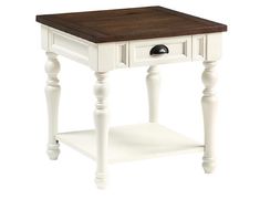 an end table with two drawers and one drawer on the bottom, in white wood