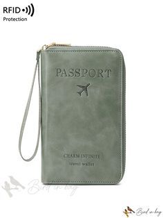 Bird in Bag - Portable Creative Airplane Pattern Clip Ticket Clip Bank Card Bag with Zippered Pocket Clip Anti-Theft Design. Pocket Clip, Bank Card, Card Bag, Travel Wallets, Green Pattern, Anti Theft, Bird In Bag, Leather Coat, Pu Leather