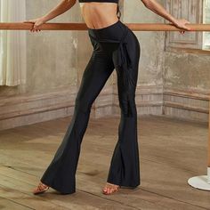 Z Women's High Waist Pants Latin Dance Wear Training Performance Pants Black Black Dance Outfit, Women High Waist Pants, Stage Dance, Dance Pants, Color Guard, High Waist Pants, Latin Dance, Waist Pants, Dance Outfits