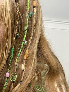 Hair Down With 2 Braids, Long Hair In Braids, Hairwraps Hairstyles, Atebas Hair, Hippie Hair Wraps, Hair Wrap Designs, Pride Hairstyles, Hair Wrap Ideas, Hair Braid Ideas