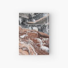 an abstract marble pattern in brown, white and black on a gray background hardcover journal