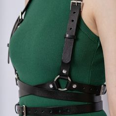 Handcrafted from smooth Italian leather, the Double Belt Harness is a simple and feminine accessory. Featuring gold toned hardware, this versatile piece frames and fits the torso through the shoulder straps and double wrap waist belt. Handcrafted in EU using Italian Full Grain Leather and Nickel Plated Hardware        It is recommended to clean the products after each wear as follows:  The leather parts should be wiped with a soft cloth, slightly damp, and let dry at room temperature the metalli Male Harness Fashion, Leather Wrap Belt, Belt Harness, Harness Fashion, Double Belt, Water Solutions, Wrap Belt, Women Motivation, Pearl Jewellery Earrings