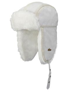 Details: Trapper hat Faux fur lining Sharkie embrodiery Leather with Acrylic two tone trim Unisex 50% leather and 50% acrylic Screamer style# 8611 White Ushanka, Duos Costume, Russian Winter Hat, White Fur Hat, White Winter Hat, Womens Ski Outfits, Vodka Bar, Ski Outfits, Birthday Fit