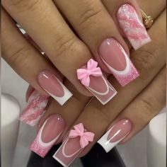 3d Pink Girly Coquette French Tips Nails Nwt 24 Piece Press On Nails. Never Used. Comes With Mini Nail File & Tape. Nail Glue Sold For A $2 (Ask Me Or Add To Your Bundle). 2 For $15 Any Nail Set 3 For $20 Any Nail Set 4 For $25 Any Nail Set 5 For $30 Any Nail Set Fancy Nails Designs, Nagel Tips, Girly Acrylic Nails, Nail Art Set, Color Nails, Unique Acrylic Nails, Acrylic Nails Coffin Short, Short Acrylic Nails Designs, Pink Acrylic Nails