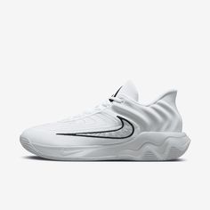 the nike zoom basketball shoe in white and black