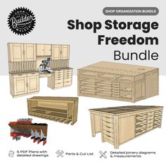 Freedom Bundle - Workshop Storage Plan Bundle - John Malecki Store Miter Station, Miter Saw Station, Workbench Plan, Garage Workbench Plans, Saw Station, Mitre Saw Station, Garage Workbench, Woodworking Garage, Shop Projects