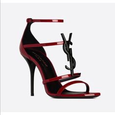 Brand New Cassandra Sandals In Patent Leather With Black Monogram New Never Worn In Box With Dust Bag Classy Lady, Lady Style, Fancy Shoes, Black Luxury, Saint Laurent Shoes, Classy Women, Heel Sandals, High Heel Sandals, Womens Heels