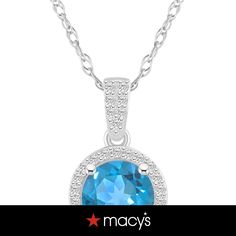 in stock Macy's Blue Jewelry With Diamond Accents, Macy's Blue Diamond Accented Jewelry, Macy's Blue Diamond Accent Jewelry, Blue Topaz Round Necklace With Brilliant Cut, Round Brilliant Cut Blue Topaz Necklace, Round Blue Topaz Necklace With Brilliant Cut, Brilliant Cut Blue Topaz Round Necklace, Round Topaz Necklace With Diamond Accents, Round Topaz Necklaces With Diamond Accents