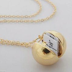 Secret Message Locket. Goldtone Alloy. Write A Secret Message & Hide It Instead The Locket For Your Favorite Young Lady. Approximately 18 Inches Long. Secret Message Locket, Message Necklace, Locket Pendant Necklace, Couple Necklaces, Secret Messages, Ball Necklace, Bff Gifts, Ball Pendant, Handmade Gold