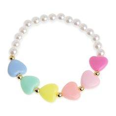 PRICES MAY VARY. Lovely dainty pearl beads heart bracelet, stretchable handmade beaded hand band, a stretch of tiny cute resin pear string, with colorful rainbow cute heart string, a great accessory for this spring and summer. Minimal elastic string bangle, circumference approximately 7 inches, perfect for stacking, great for everyday wearing and suitable for most events too. Boho colorful rainbow heart pearl bracelet, quality shiny and vibrant resin pearl, easy to match with any outfit for any Multicolor Pearl Jewelry With Heart Beads, Valentine's Day Playful Beaded Jewelry, Pearl Heart Bracelet With Charm, Heart-shaped Beaded Pearl Bracelet Gift, Adjustable Pearl Bracelets With Heart Charm, Adjustable Pearl Heart Bracelet, Beaded Pearl Bracelet With Round Beads For Valentine's Day, Pearl Beaded Bracelet With Heart Beads Gift, Adjustable Heart Beads Bracelet With Round Beads