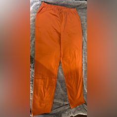 Straight Leg Burnt Orange Great Quality New Never Worn Orange Relaxed Fit Pants With Elastic Waistband, Relaxed Fit Orange Ankle-length Pants, Orange Relaxed Fit Ankle Pants, Orange Relaxed Fit Ankle-length Pants, Orange Ankle-length Pants With Pockets, Casual Orange Straight Leg Pants, Casual Orange Straight Pants, Orange High-waisted Loungewear Pants, Orange High-waisted Pants For Loungewear