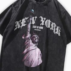 NY State of Mind Oversized Washed T-Shirt - Starphase Ny State Of Mind, Aesthetic Streetwear, Oversized Outfit, Oversized Streetwear, Nyc Design, Streetwear Tshirt, Y2k Streetwear, State Of Mind, Shoulder Length