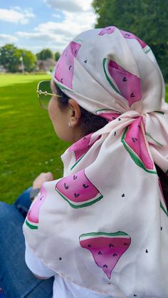 Watermelon hand painted short length silk scarf measures 49 inches X 15 inches.  Hand rolled hems Perfect summer accessory can also be styled as a bandana Care Instructions: Hand wash only with a drop of mild soap. Keep away from perfume  Iron on medium/silk setting. note: White or black gutta/resist may come off after washing. Pink Silk Scarf For Beach, Bohemian Style Summer Scarves, Trendy Summer Vacation Scarves, Trendy Summer Vacation Scarf, Trendy Green Silk Scarf For Spring, Summer Vacation Bandana, Summer Vacation Scarves One Size, Silk Scarf For Beach In Spring, One Size Spring Beach Silk Scarf