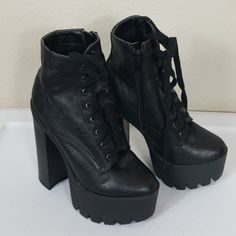 New / Bought It Last Year Never Used ( Tiny Peel Inside From Moving)/ Motorcycle Boots / Heavy Hard For My Light Weight Body / Too High For Me Casual Heels For Fall Streetwear, Casual Synthetic Platform Heeled Boots, Casual Ankle-high Heels For Streetwear, Casual High Heel Platform Combat Boots, Edgy Ankle-high Synthetic Combat Boots, Edgy Ankle-high Synthetic Heeled Boots, Edgy Synthetic Ankle-high Combat Boots, Edgy Ankle-high Synthetic Lace-up Boots, Casual High Heel Combat Boots For Party