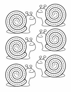 four snails that are in the shape of spirals