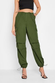 Shop LTS Tall Khaki Green Parachute Trousers at Yours Clothing. Discover women’s plus size clothing in sizes 10-36 with fast delivery. Parachute Trousers, Jeans For Tall Women, Tall Skirt, Parachute Cargo, Clothing For Tall Women, Long Tall Sally, Large Clothes, Long Leggings, Tall Clothing