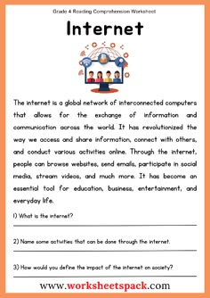 the internet worksheet for kids