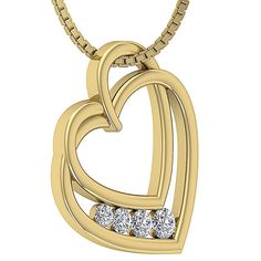 Natural Earth-mined Diamond Gold Jewelry. 100% Customer Satisfaction Guarantee or Money Back. Free Shipping with in USA. Stunning necklace with beautiful sparkly natural diamonds.This diamond Heart Pendant Channel Setting with brilliant cut diamonds.This pendant symbolizes "Timeless Elegance, Infinite Affection" a Sparkling symbol of Love. Diamond Information: Diamond Pieces : 4 Pieces Diamond Carat : 0.65 Carats Diamond Shape : Round Diamond Cut : Round Brilliant Ideal Cut Diamond Color : G - H Diamond Cut Yellow Gold Heart Necklace, Vvs Clarity Yellow Gold Diamond Necklace For Valentine's Day, Yellow Gold Diamond Heart Necklace With Brilliant Cut, Fine Jewelry Yellow Gold Double Heart Diamond Necklace, Brilliant Cut Diamond Heart Necklace In Yellow Gold, Valentine's Day Vvs Clarity Yellow Gold Diamond Necklace, Valentine's Day Heart Pendant Yellow Gold Diamond Necklace, Valentine's Day Yellow Gold Heart Pendant Diamond Necklace, Yellow Gold Open Heart Diamond Necklace