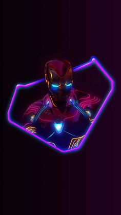 an image of a man in the dark with neon lights on his face and chest