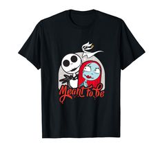 a black t - shirt with an image of jack and sally from the animated movie