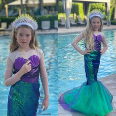 Baby Dragon Costume, Mermaid Dress For Kids, Mermaid Dress Girls, Little Mermaid Dress, Girls Mermaid Costume, Little Mermaid Dresses, Fairy Halloween Costumes, Halloween Birthday Party, Halloween Events