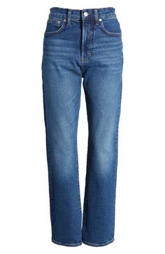 Madewell's cheekiest fit yet, these '90s-inspired jeans sit high at the waist with a snug fit through the hips and thighs, plus old-school straight legs. These are complete with the holds-you-in sorcery of Magic Pockets in front. 30" inseam, 17" leg opening; 12 1/2" front rise; 15" back rise (size 29) 95% cotton, 3% polyester, 2% elastane Machine wash, tumble dry Imported Madewell 90s Straight Jeans, Dark Wash Straight Cropped Mom Jeans, Classic Mom Fit Cropped Jeans, Classic Mom Fit Cropped Jeans For Fall, Classic High Waist Cropped Jeans, Classic Mom Fit Jeans For Fall, Classic Mid-rise Mom Jeans, 90s Jeans Outfit, Jeans Png