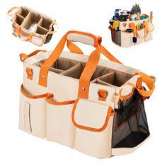 an open tote bag with multiple compartments