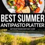 an advertisement for the best summer antipastoplaterr, featuring a plate of salad