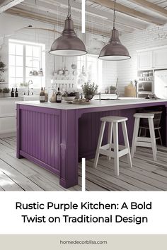 rustic purple kitchen