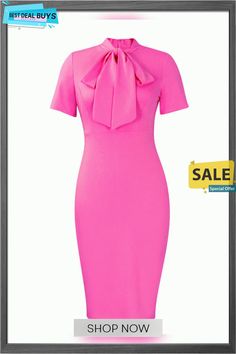 Short Sleeve Tie Up Bodycon Midi Dress Fitted Pink Mini Dress For Work, Pink Bodycon Dress For Office, Summer Bodycon Dress For Work, Pink Knee-length Bodycon Dress For Office, Summer Bodycon Dress For Office, Slim Fit Office Dress For Spring, Fitted Pink Midi Dress For Work, Fitted Summer Office Dresses, Fitted Pink Mini Dress For Office