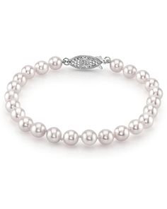 This beautiful Akoya pearl bracelet ranges between 6.0-6.5mm in size and consists of beautiful and lustrous pearls in AA+ quality. The option to upgrade to AAA quality pearls are available for an additional fee. All pearls in this bracelet are round and are strung with silk thread and double-knotted between each pearl. This bracelet comes standard with a beautiful 14K gold clasp, though premium clasps can be selected for an additional cost.
Known as the 'icon' of cultured pearls, Akoya pearls h Luxury Pearl White Classic Pearl Bracelet, Luxury White Adjustable Pearl Bracelet, Cheap White Round Bead Bracelets, Single Strand Akoya Pearl Bracelet In Pearl White, Akoya Pearl Bracelet With Round Pearl Drop Beads, Akoya Pearl Bracelet With Pearl Drop, Akoya Pearl Drop Bracelet With Round Beads, Akoya Pearl Bracelets In Pearl White With Round Beads, Classic Akoya Pearl Drop Bracelets