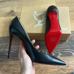 Christian Louboutin Kate Red Sole High-Heel Pumps, Black 100 Size 40.5/10.5 Condition: Pretty Much Brand New Never Got To Wear Them Out Shoes Are In Excellent Condition Tried Them On Around My House When I Put Them In The Box, The Toe Left A Scuff On The Inside Of The Shoe By Heel. Had A Baby And My Feet Grew :( These Shoes Are Retailing At $795 Make Someone’s Christmas Get Them Something Red & Shiny! Business Heels With Red Sole And Closed Toe, Business Closed Toe Heels With Red Sole, Classic Heels With Red Sole For Galas, Business Heels With Red Sole And Round Toe, Black Heels With Red Sole And Almond Toe, Black Almond Toe Heels With Red Sole, Black Heels With Branded Heel Counter For Galas, Red Sole Heels With Pointed Toe For Galas, Black Heels With Red Sole For Work