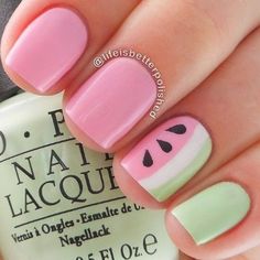 Mani Colors, Nail Art Rosa, Watermelon Nail Art, Watermelon Nails, Nail Photos, Nails For Kids, Cute Nail Art, Gel Nail Designs