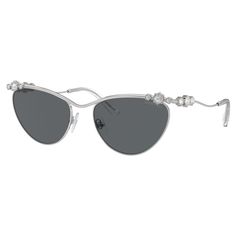 These eye-catching sunglasses are inspired by Swarovski’s Constella family and combine classic elegance with extraordinary shine. Prong-set clear crystals in a variety of sizes adorn curved silver-tone metal temples, while the dark gray lenses are placed in a semi-rim frame. A striking way to add a touch of glamour to your everyday look. Swarovski Sunglasses, Sunglasses Oval, Gradient Brown, Gray Lenses, Round Frames, Clear Crystals, Grey Lenses, Retro Chic, Classic Elegance