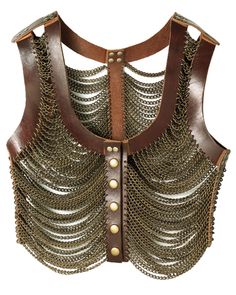 ♛Leather-and-metal armor vest by Society for Rational Dress Brown Waistcoat, Armor Vest, Style Steampunk, Brown Vest, Vest Waistcoat, Steampunk Clothing, Fantasy Costumes, Runway Trends, Fashion Sale