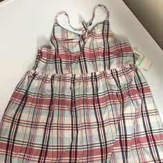 Nwt Smoke Free Home Neck Strap Adjustable Blue Cotton Tops For Playdate, Playful Plaid Summer Tops, Casual Pink Top For Playdate, Neck Strap, Kids Shirts, Red Blue, Red And Blue, Shirts Tops, Color Blue