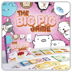 the big pig game is on display in front of a pink background with various animals